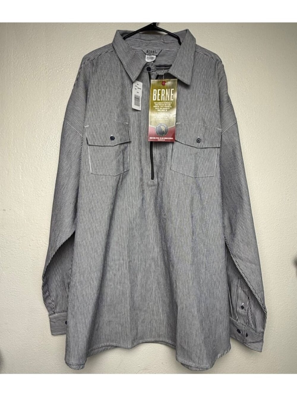 NWT Berne Hickory Stripe Long-Sleeve Work Shirt Cotton Blend Durable Sz 4XLR